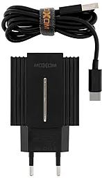 Сетевое зарядное устройство Moxom MX-HC12 18w QC3.0 2xUSB-A ports charger + USB-C cable black - фото Сетевое зарядное устройство Moxom MX-HC12 18w QC3.0 2xUSB-A ports charger + USB-C cable black