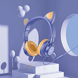 Наушники Hoco W36 Cat Ear Midnight Blue - миниатюра 4