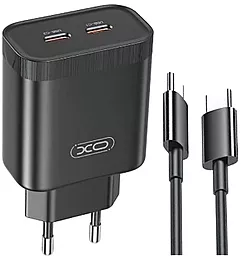 Сетевое зарядное устройство XO L105 35w PD 2xUSB-C fast charger + USB-C to USB-C cable black