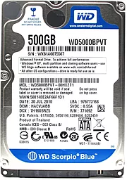 Жесткий диск для ноутбука Western Digital Scorpio Blue 500 GB (WD5000BPVT)