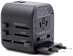 Мережевий зарядний пристрій MOXOM HC24 2USB 2.4A EU/USA/UK Black