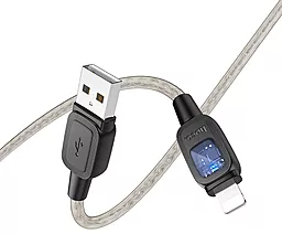 Кабель USB Hoco U124 Stone silicone intelligent power-off  12w 2.4a 1.2m Lightning cable black - миниатюра 2
