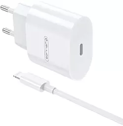 Сетевое зарядное устройство Jellico AK200 20w PD USB-C fast charger + USB-C to Lightning cable white - фото Сетевое зарядное устройство Jellico AK200 20w PD USB-C fast charger + USB-C to Lightning cable white