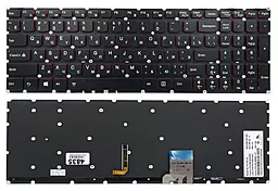 Клавіатура для ноутбуку Lenovo IdeaPad Y50-70 Y50-70A Y50-80 Y70-70 без рамки Прямий Enter підсвітка RED (25213182) Original  чорна