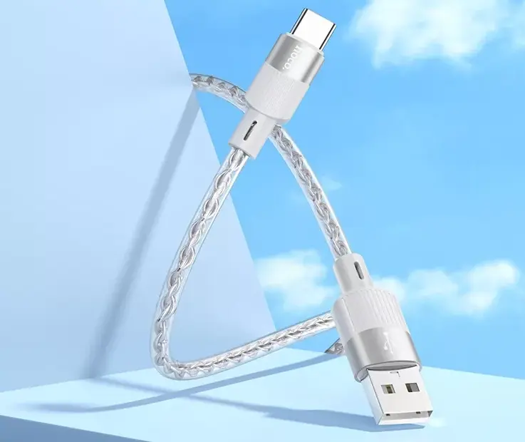 Кабель Hoco Crystal Junction USB-A - Type-C 15w 3a 1м cable Gray - фото 4