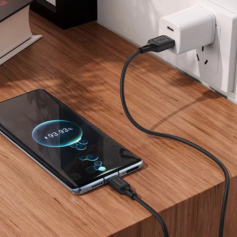 Кабель Hoco X90 Cool Silicone USB-A - Type-C 15w 3a 1м cable Black - фото 5