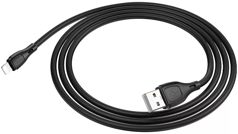 Кабель Hoco X61 Ultimate Silicone USB-A - Lightning 12w 2.4a 1м cable Black - фото 4