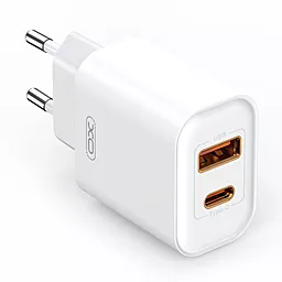 Сетевое зарядное устройство XO CE12 20w PD/QC USB-C/USB-A ports home charger white