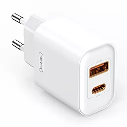 Сетевое зарядное устройство XO CE12 20w PD USB-C/USB-A ports charger white - фото Сетевое зарядное устройство XO CE12 20w PD USB-C/USB-A ports charger white