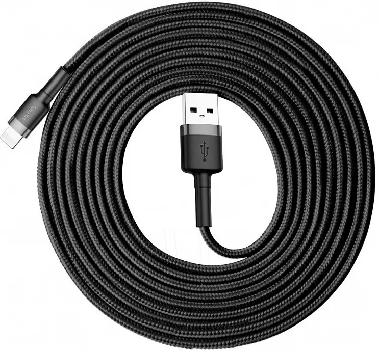 Кабель Baseus Cafule USB-A - Lightning 10w 3м cable Gray/Black (CALKLF-RG1) - фото 2