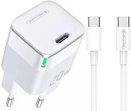 Мережевий зарядний пристрій Jellico C39 20w PD USB-C home charger + USB-C to USB-C cable white