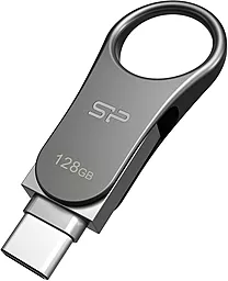 Флешка Silicon Power DriveMobile C80 128GB USB 3.1+Type C (SP128GBUC3C80V1S) Silver - фото Флешка Silicon Power DriveMobile C80 128GB USB 3.1+Type C (SP128GBUC3C80V1S) Silver