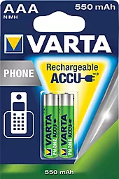 Аккумулятор Varta AAA (R03) Rechargeable Accu Phone (550mAh) Ni-MH 2шт (58397101402)