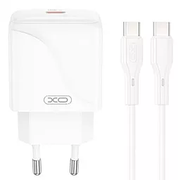Мережевий зарядний пристрій XO L141 20w PD USB-C fast charger + USB-C to USB-C cable white - фото Мережевий зарядний пристрій XO L141 20w PD USB-C fast charger + USB-C to USB-C cable white
