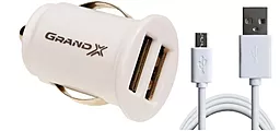 Автомобільний зарядний пристрій Grand-X 2.1a 2xUSB-A home charger + micro USB cable white (CH-02UMW)