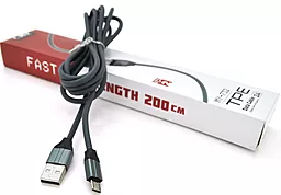 USB Кабель EMY MY-732 2.4A 2M micro USB Cable Black