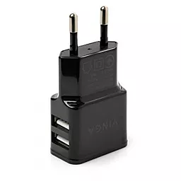 Мережевий зарядний пристрій Vinga 2.1a 2xUSB-A ports home charger black (VCPWCH2USB2ABK) - мініатюра 3