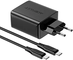 Сетевое зарядное устройство AceFast A13 65W QC/PD 2xUSB-C-A Ports + USB - C - C Cable Black - миниатюра 2