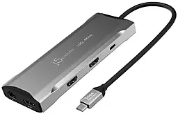 Мультипортовый USB Type-C хаб J5create 9-in-1 USB3.2 gray (JCD397-N) - фото Мультипортовый USB Type-C хаб J5create 9-in-1 USB3.2 gray (JCD397-N)