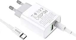 Мережевий зарядний пристрій з швидкою зарядкою Hoco C80A USB + USB Type-C Port + Type-C/Lightning Cable PD 3.1A White - мініатюра 3