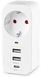 Мережевий фільтр (подовжувач) Videx ONCORD 4000w 16a 1 розетка 2xUSB-A/USB-C порти білий (VF-AD1G2U1C-W)