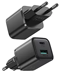 Мережевий зарядний пристрій з швидкою зарядкою Joyroom L-QP207 USB/Type-C QC 3.0 20W Black