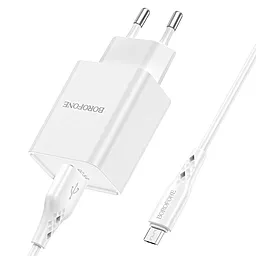 Сетевое зарядное устройство Borofone BN5 Jingrui 18W USB QC3.0 + micro USB Cable White - миниатюра 3