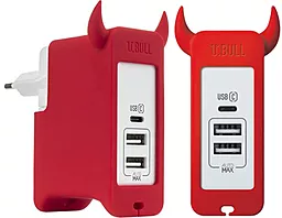 Сетевое зарядное устройство Momax U.Bull 27 USB-A/USB-C ports charger red (UM3SEUR)
