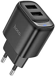 Сетевое зарядное устройство Hoco C141A 2.1a 2xUSB-A ports charger black - фото Сетевое зарядное устройство Hoco C141A 2.1a 2xUSB-A ports charger black