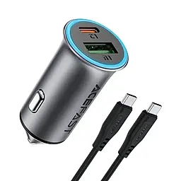 Автомобильное зарядное устройство AceFast B16 95w PD USB-C/USB-A ports car charger + USB-C to USB-C cable metal gray - фото Автомобильное зарядное устройство AceFast B16 95w PD USB-C/USB-A ports car charger + USB-C to USB-C cable metal gray