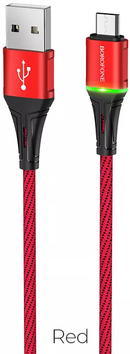 Кабель Borofone BU25 Glory USB-A - micro USB 12w 2.4a 1.2м cable Red - фото 1