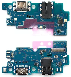 Нижняя плата Samsung Galaxy A20 2019 A205 с разъемом зарядки, наушников и микрофоном Original - фото Нижняя плата Samsung Galaxy A20 2019 A205 с разъемом зарядки, наушников и микрофоном Original