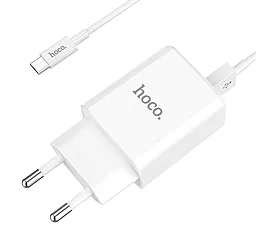 Мережевий зарядний пристрій Hoco C62A Victoria 2.1a 2xUSB-A ports charger + micro USB cable white