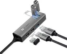 USB-A хаб Baseus Cube USB - 3xUSB 3.0 + 2xUSB 2.0 Dark Gray (CAHUB-C0G) - мініатюра 3