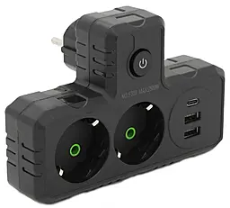 Сетевой фильтр (удлинитель) Voltronic F303-Black 2500w 10a 2 розетки 2xUSB-A/USB-C с выключателем чёрный - фото Сетевой фильтр (удлинитель) Voltronic F303-Black 2500w 10a 2 розетки 2xUSB-A/USB-C с выключателем чёрный