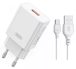 Сетевое зарядное устройство XO L127 18w QC3.0 home charger + USB-C cable white - фото Сетевое зарядное устройство XO L127 18w QC3.0 home charger + USB-C cable white