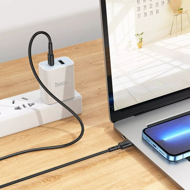 Кабель Hoco X83 Victory USB Type-C - Type-C 60w 3a 1м PD cable Black - фото 4