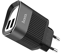 Сетевое зарядное устройство Hoco C40A 2.4a 2xUSB-A ports charger black - фото Сетевое зарядное устройство Hoco C40A 2.4a 2xUSB-A ports charger black