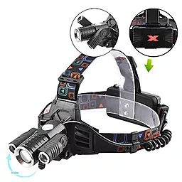 Налобный фонарик Bailong Police W602-T6+2XPE Micro USB (2x18650) - фото Налобный фонарик Bailong Police W602-T6+2XPE Micro USB (2x18650)