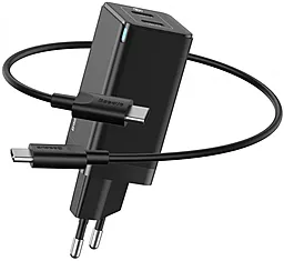 Сетевое зарядное устройство с быстрой зарядкой Baseus 45w GaN2 PD 2xUSB-C ports fast charger + USB-C to USB-C cable black (CCGaN-M01) - фото Сетевое зарядное устройство с быстрой зарядкой Baseus 45w GaN2 PD 2xUSB-C ports fast charger + USB-C to USB-C cable black (CCGaN-M01)