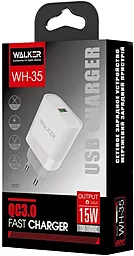 Сетевое зарядное устройство Walker WH-35 15w QC3.0 USB-A wireless charger + USB - C cable white - миниатюра 4