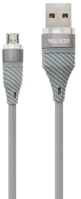 Кабель Walker C735 USB-A - micro USB 20w 3a 1м cable Gray - фото 2