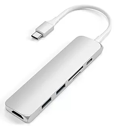 Мультипортовый USB Type-C хаб Satechi USB-C -> USB 3.0x2/HDMI/USB-C/Card Reader Silver (ST-SCMA2S) - миниатюра 3