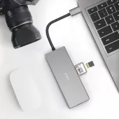 Vava 8-in-1 with Gigabit Ethernet/USB-C/HDMI/Card Reader/USB 3.0 Grey (VA-UC008) - миниатюра 5