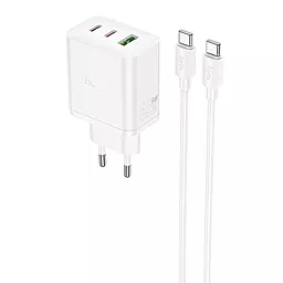 Мережевий зарядний пристрій Hoco N51 Scenery 65w PD/QC 2XUSB-C/USB-A ports charger + USB-C to USB-C cable white - фото Мережевий зарядний пристрій Hoco N51 Scenery 65w PD/QC 2XUSB-C/USB-A ports charger + USB-C to USB-C cable white