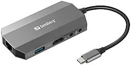 Мультипортовый USB Type-C хаб Sandberg 6-in-1 gray (136-33)