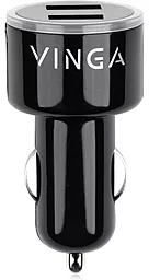 Автомобильное зарядное устройство Vinga 2.1a 2xUSB-A car charger black (APA0333BK)