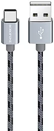 USB Кабель Borofone BX24 Ring Current 12W 2.4A USB Type-C Cable Grey