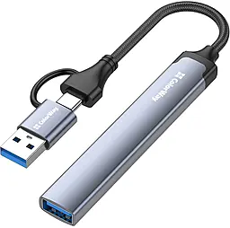 USB Type-C + USB-A хаб ColorWay 4-in-1 USB 3.0 gray (CW-HUB06) - фото USB Type-C + USB-A хаб ColorWay 4-in-1 USB 3.0 gray (CW-HUB06)