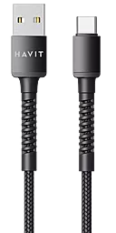 Кабель Havit USB-A - Type-C 10.5w 1м cable Black (HV-CB6197) - фото Кабель Havit USB-A - Type-C 10.5w 1м cable Black (HV-CB6197)